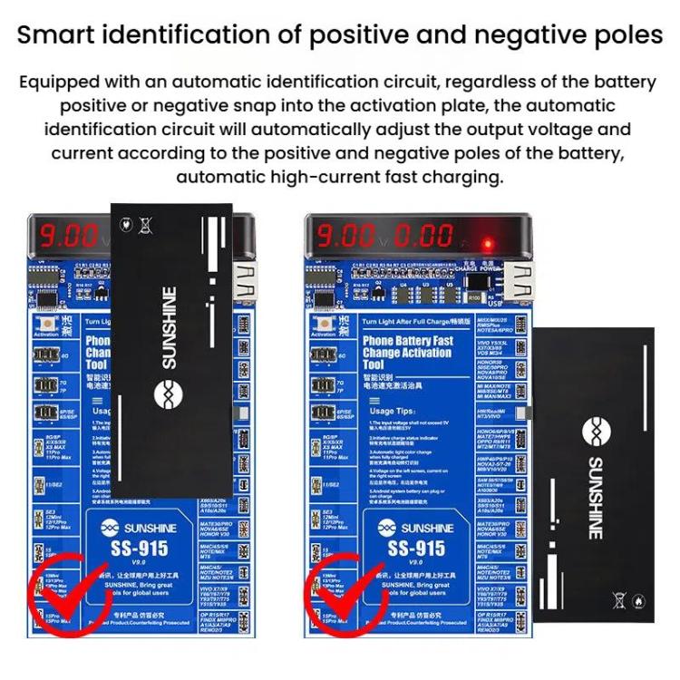 SUNSHINE SS-915 For iPhone Android Mobile Phone Repair Battery Charging Activation Board V9 Battery Test Activation Board Tool - Test Tools by SUNSHINE | Online Shopping UK | buy2fix