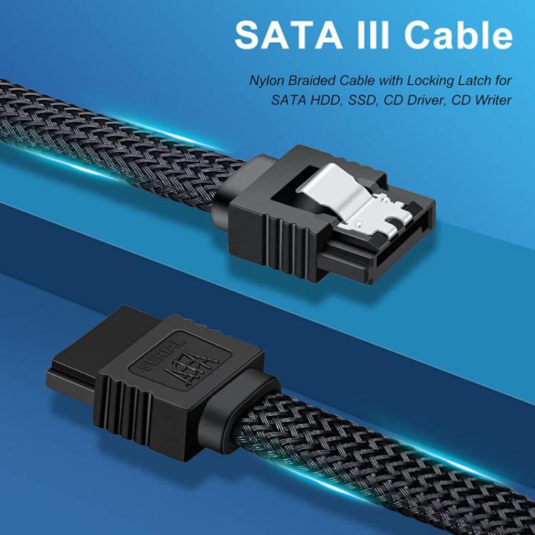 0.5m SATA3.0 With Aluminum Foil Shield Braided Cable Body Computer Hard Drive Power Cable(Black) - eSATA & SATA & IDE by buy2fix | Online Shopping UK | buy2fix