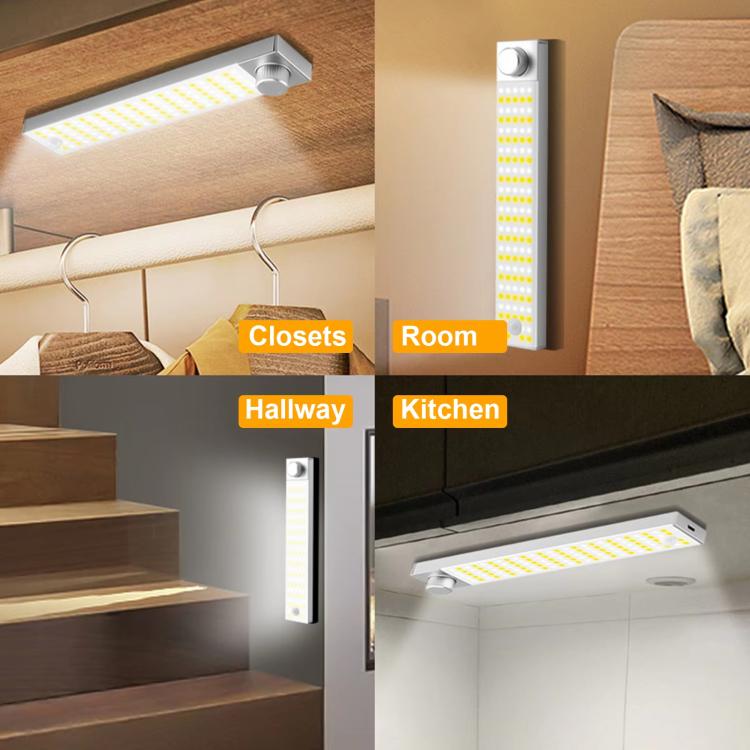 LED Cabinet Light Magnetic Motion Sensor Rechargeable Lamp 128 LEDs 3-color Temperature XN01 - Sensor LED Lights by buy2fix | Online Shopping UK | buy2fix