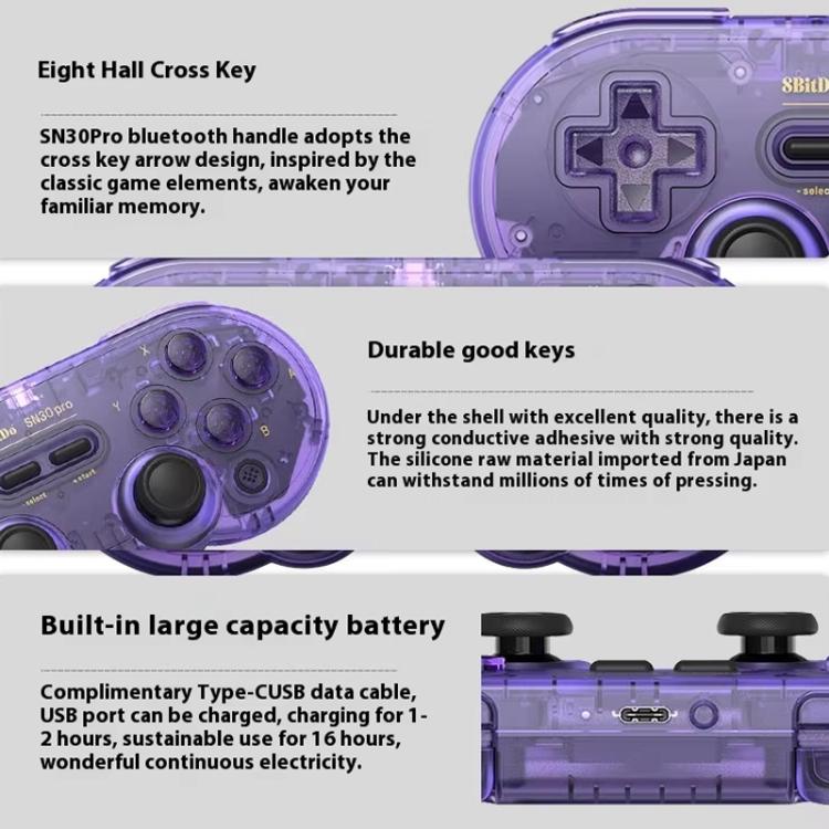 8BitDo SN30 Pro Retro Special Edition Translucent Wireless Bluetooth Multi-Platform Gamepad(Green) - Gamepads by 8BitDo | Online Shopping UK | buy2fix
