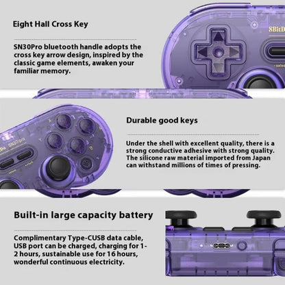 8BitDo SN30 Pro Retro Special Edition Translucent Wireless Bluetooth Multi-Platform Gamepad(Green) - Gamepads by 8BitDo | Online Shopping UK | buy2fix