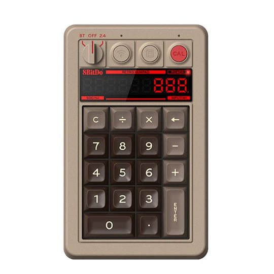 8BitDo Retro18 Tri-mode Connection Computer Mechanical Numeric Keyboard Counter 2 In 1(Brown C64 Version)