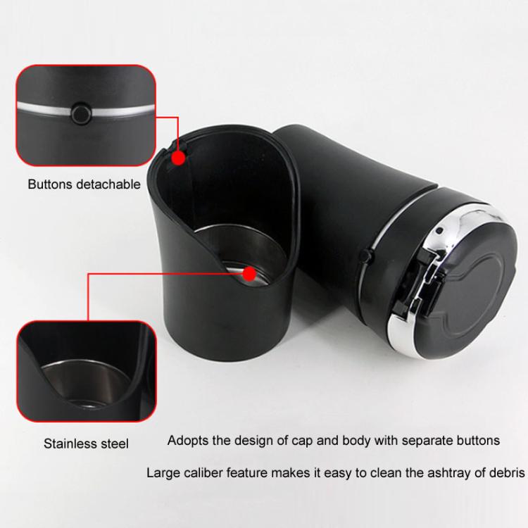 N09A Car Removable Cigarette Ashtray With Light And Lid(Silver) - Ashtrays by buy2fix | Online Shopping UK | buy2fix