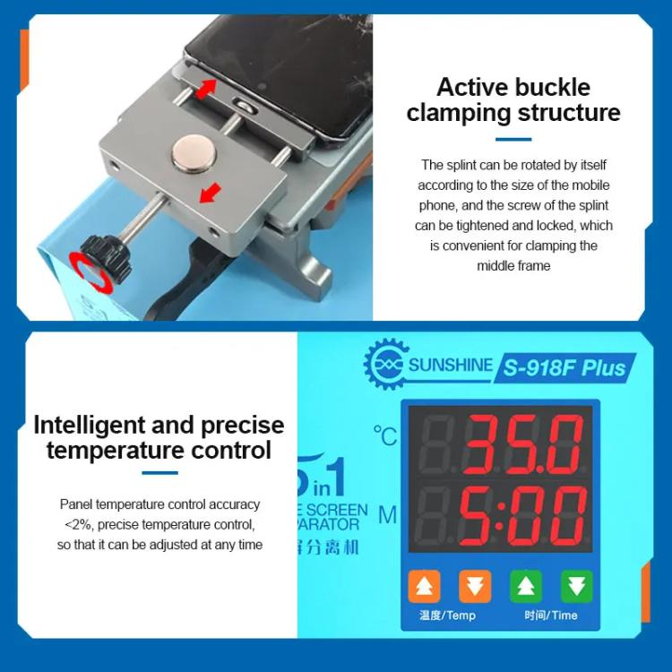 SUNSHINE S-918F Plus 5 In 1 Curved Screen Separator Mobile Phone LCD Screen Repair Separator Heating Platform(EU Plug) - Separation Equipment by SUNSHINE | Online Shopping UK | buy2fix