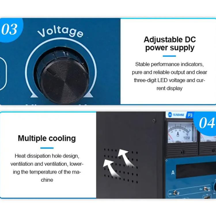 SUNSHINE P3 DC Regulated Power Supply 5V/8.4V/15V Switching Mobile Phone Repair Regulated Power Supply Meter(US Plug 110V) - Power Supply by SUNSHINE | Online Shopping UK | buy2fix