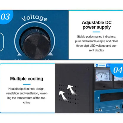 SUNSHINE P3 DC Regulated Power Supply 5V/8.4V/15V Switching Mobile Phone Repair Regulated Power Supply Meter(US Plug 110V) - Power Supply by SUNSHINE | Online Shopping UK | buy2fix
