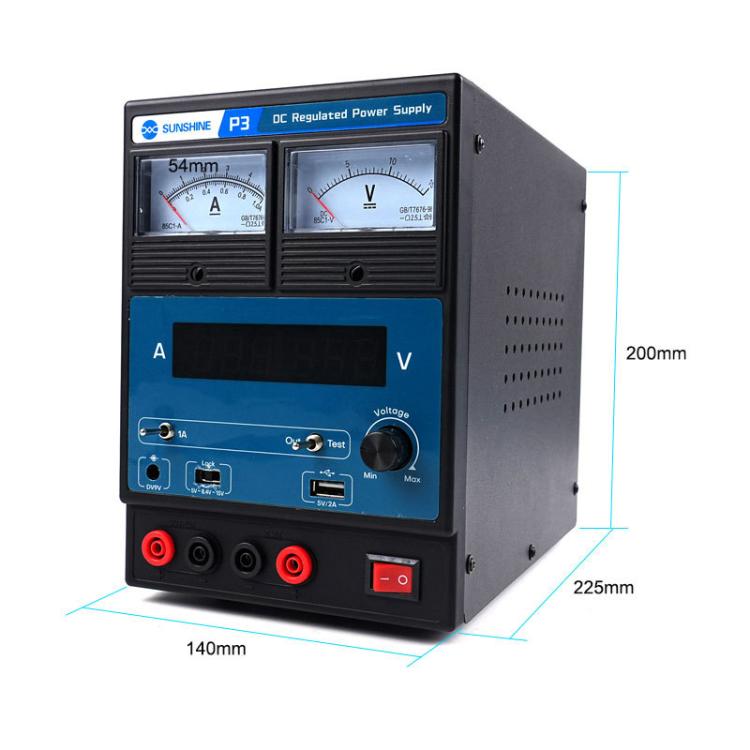 SUNSHINE P3 DC Regulated Power Supply 5V/8.4V/15V Switching Mobile Phone Repair Regulated Power Supply Meter(US Plug 110V) - Power Supply by SUNSHINE | Online Shopping UK | buy2fix