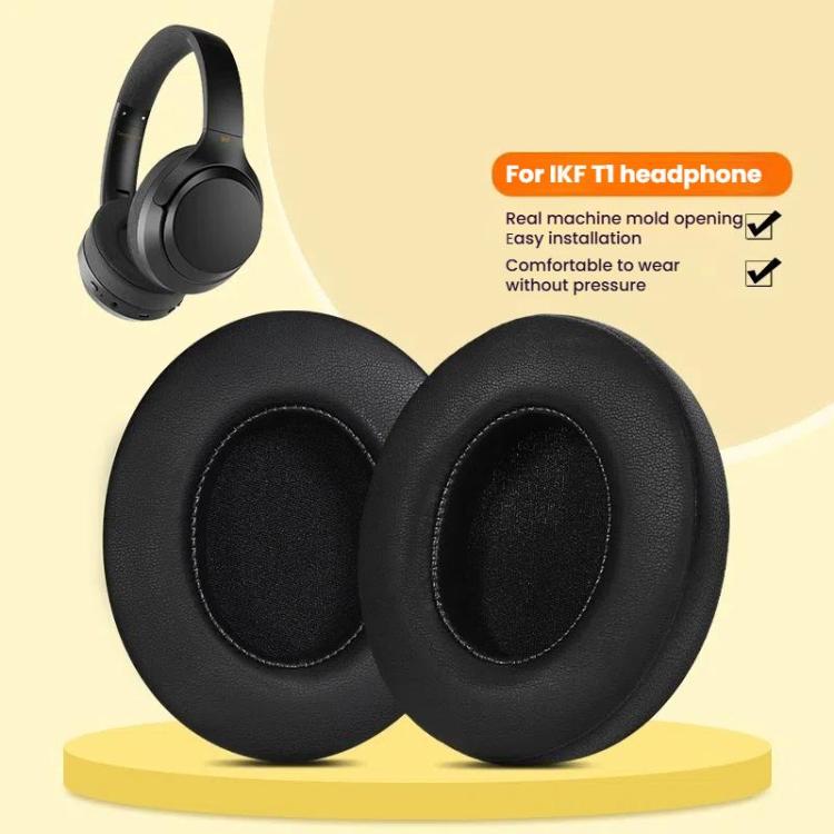 For iKF T1 / T1 Pro Headphone 1pair Earpads Earmuffs Sponge Cover(Black) - Earmuff & Pad by buy2fix | Online Shopping UK | buy2fix