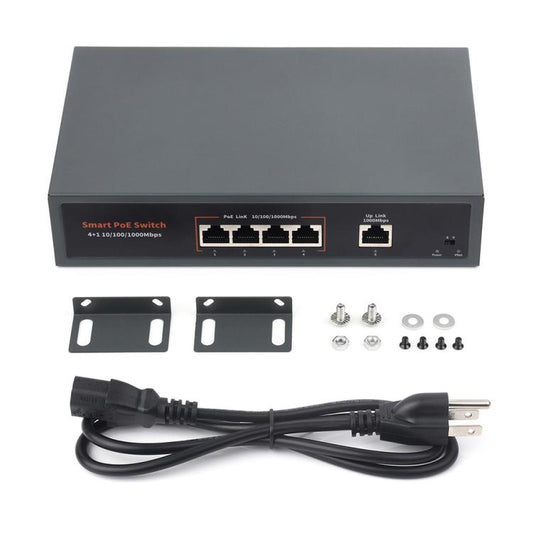 Waveshare 120W Industrial 4-Ports Gigabit Ethernet PoE Switch(US Plug) - Switch by Waveshare | Online Shopping UK | buy2fix