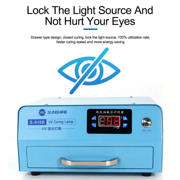 SUNSHINE S-918B UV Curing Filming Box LED High-Power UV Mobile Phone Curved Screen Optical Shadowless Glue Repair Tool(EU Plug 220V) - Laminator Machine by SUNSHINE | Online Shopping UK | buy2fix