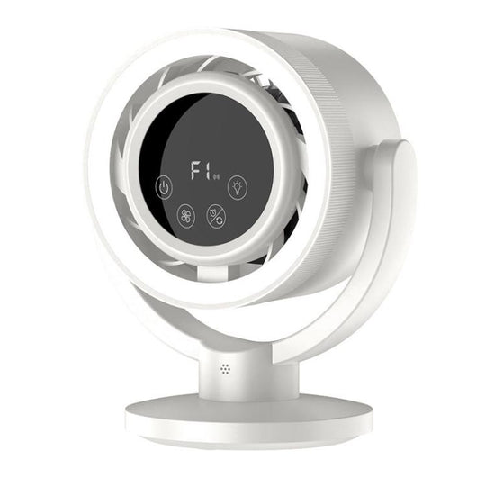F168 Intelligent Voice Desktop Circulation Fan Touch-Screen Shaking-Head High Rotation Speed Bladeless Night Light Fan(Beige)