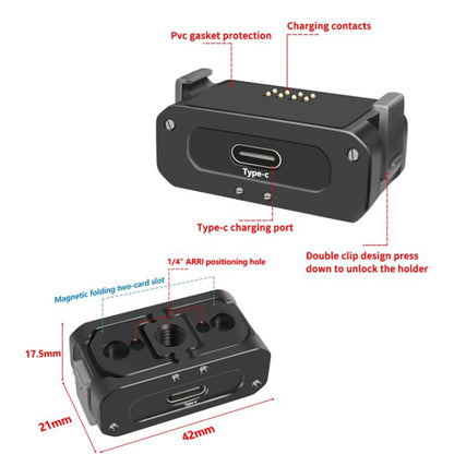 For DJI Osmo Action 2 Camera Magnetic Charging Base with 1/4 Inch & Arri Hole, Spec: Set A - Mount & Holder by buy2fix | Online Shopping UK | buy2fix