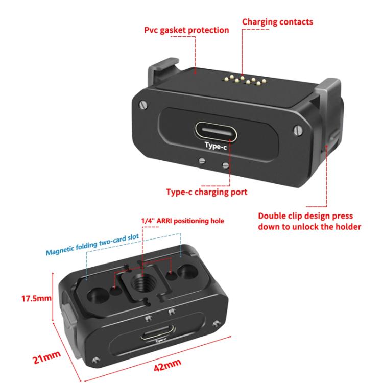 For DJI Osmo Action 2 Camera Magnetic Charging Base with 1/4 Inch & Arri Hole, Spec: Set B - Mount & Holder by buy2fix | Online Shopping UK | buy2fix