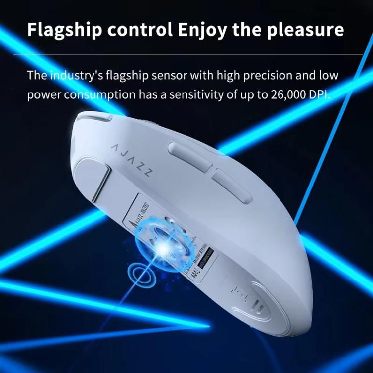Ajazz AJ199 MAX Wireless 2.4GHz Wired BT Tri-Mode Mouse PAW3395 Lightweight Gaming Mouse(White) - Wireless Mice by Ajazz | Online Shopping UK | buy2fix