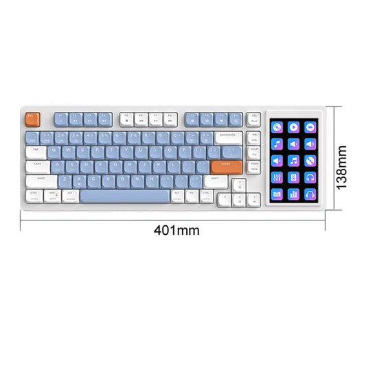 Ajazz AKP815 81 Keys Wired Mechanical Keyboard RGB Backlit LCD Screen Visual Programming Custom Driver Gaming Keyboard(Tea Axis Blue White Orange) - Wired Keyboard by Ajazz | Online Shopping UK | buy2fix