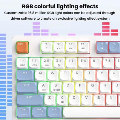 Ajazz AKP815 81 Keys Wired Mechanical Keyboard RGB Backlit LCD Screen Visual Programming Custom Driver Gaming Keyboard(Tea Axis Blue White Orange) - Wired Keyboard by Ajazz | Online Shopping UK | buy2fix