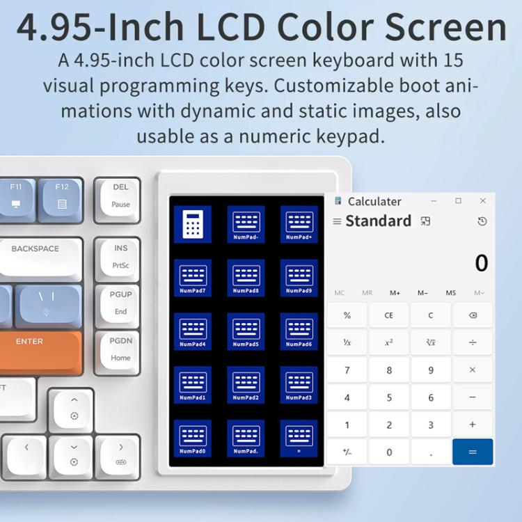 Ajazz AKP815 81 Keys Wired Mechanical Keyboard RGB Backlit LCD Screen Visual Programming Custom Driver Gaming Keyboard(Red Axis White Blue Orange) - Wired Keyboard by Ajazz | Online Shopping UK | buy2fix