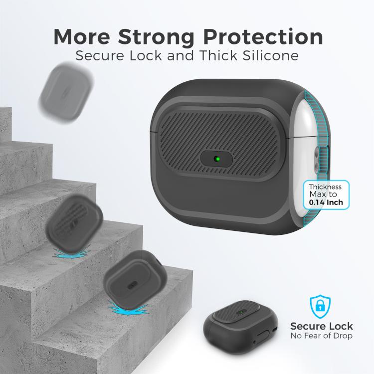 For AirPods Pro / Pro 2 AhaStyle JY17 Silicone Lock Protective Case(Black) - For AirPods Pro by AhaStyle | Online Shopping UK | buy2fix