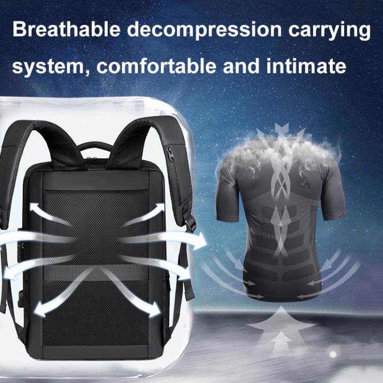OUMANTU 966 Large-Capacity Waterproof Three-Dimensional Password Lock Laptop Backpack(Black) - Backpack by OUMANTU | Online Shopping UK | buy2fix