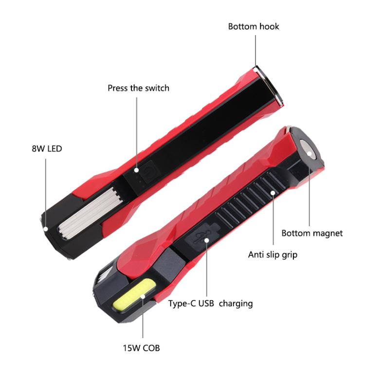 Magnet-Hook COB Rotating Strong Light Emergency Work Light(Red) - Other Tools by buy2fix | Online Shopping UK | buy2fix
