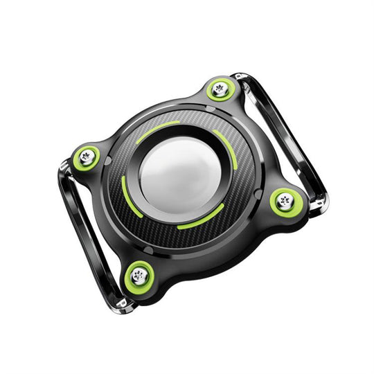 For AirTag 2nd Gen / AirTag 1st Gen Tracker Waterproof Protective Case Puppy Kitten Collar Metal Buckle Model Protective Cover(Black+Green PC)
