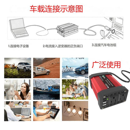 Gurxun Dual USB+Dual Type-C Charging Port Modified Square Wave Car Inverter, Spec: DC12V To AC110V Dual US Plug - Modified Square Wave by Gurxun | Online Shopping UK | buy2fix