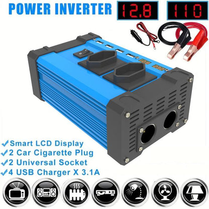 Gurxun 4 USB Ports Digital Display Modified Square Wave Inverter, Spec: 300W US Plug 12V To 110V - Modified Square Wave by Gurxun | Online Shopping UK | buy2fix