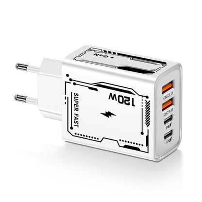 2A 2 USB+2 PD Type-C Multi-Port Mobile Phone Charger(EU Plug White) - USB Charger by buy2fix | Online Shopping UK | buy2fix