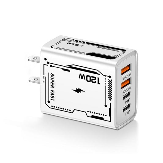 2A 2 USB+2 PD Type-C Multi-Port Mobile Phone Charger(US Plug White) - USB Charger by buy2fix | Online Shopping UK | buy2fix