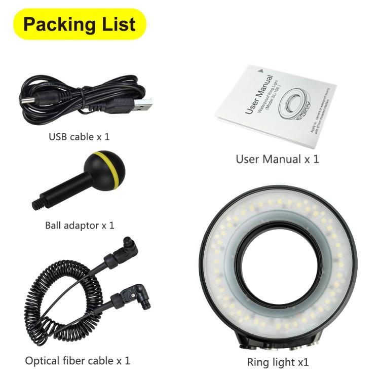 Sea Frogs SL-108 40m/130FT Underwater Photography Macro Ring Light(Black) -  by Sea Frogs | Online Shopping UK | buy2fix