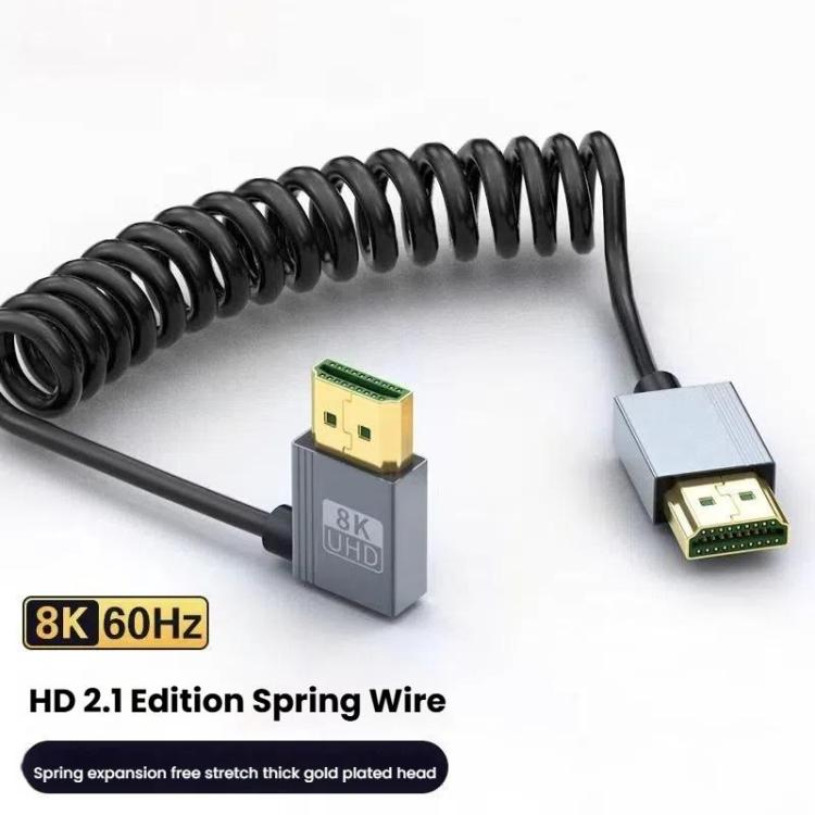 8K 60HZ HDMI 2.1 Spring Cable 0.5m Length, Spec: Micro HDMI Positive Bend - Cable by buy2fix | Online Shopping UK | buy2fix