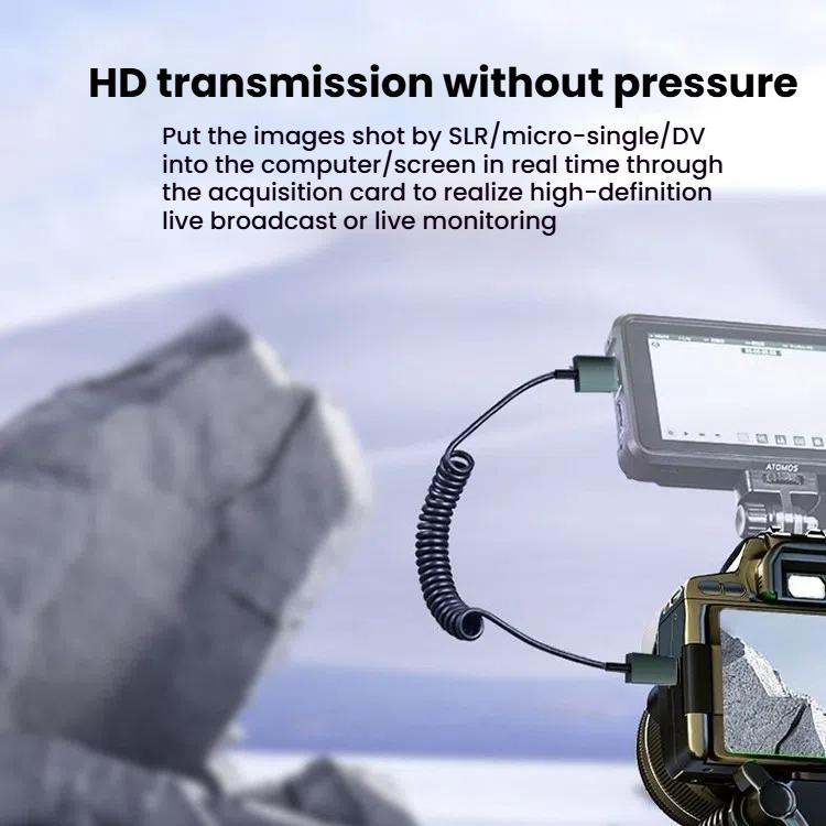 8K 60HZ HDMI 2.1 Spring Cable 0.5m Length, Spec: Mini HDMI Left Bend - Cable by buy2fix | Online Shopping UK | buy2fix