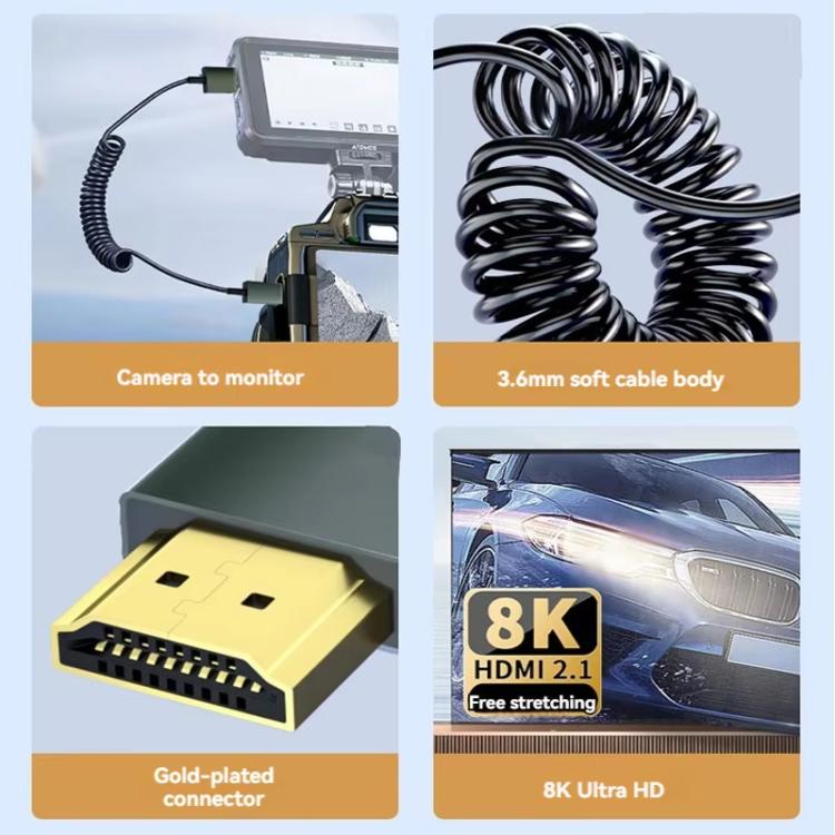 8K 60HZ HDMI 2.1 Spring Cable 0.5m Length, Spec: Right Bend - Cable by buy2fix | Online Shopping UK | buy2fix