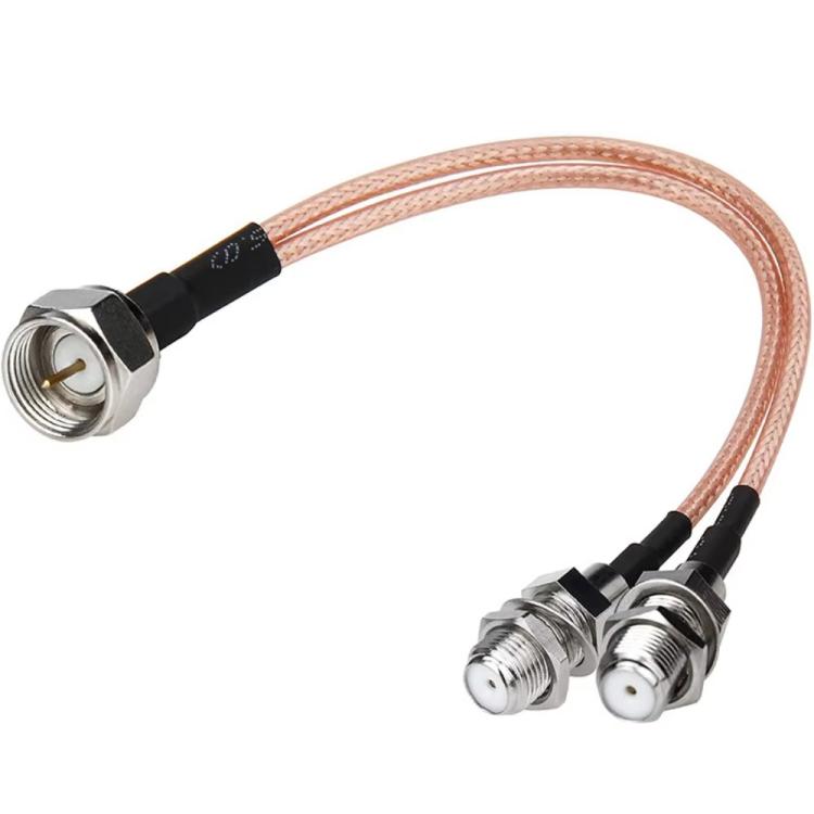 50cm F-Splitter Coaxial RF Cable F Male To Dual Female Splitter - Connectors by buy2fix | Online Shopping UK | buy2fix