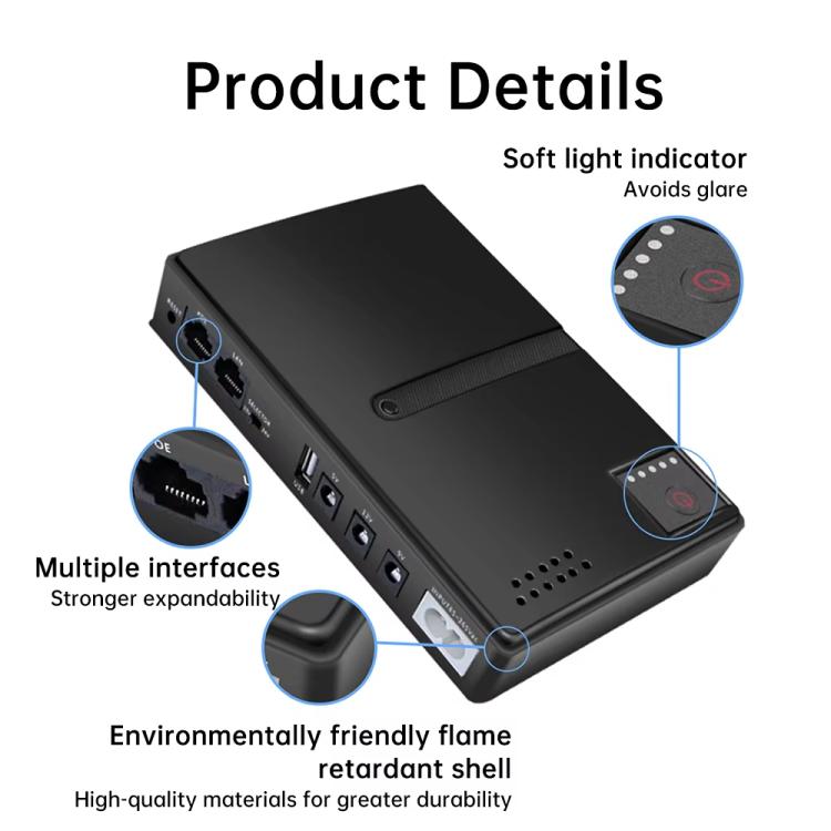 Uninterruptible Power Supply with DC Output 5V/9V/12V for Router, Modem, Security Camera, Mobile Phone US Plug - Battery Storage Box by buy2fix | Online Shopping UK | buy2fix