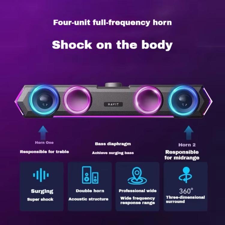 Havit M19 RGB Lighting Effect Desktop Computer Wired Speaker, Color: Black Standard Version -  by Havit | Online Shopping UK | buy2fix