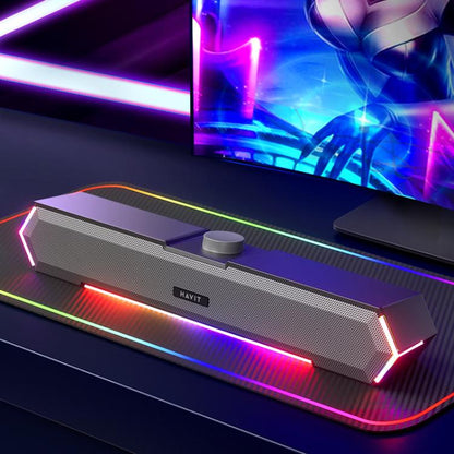 Havit M19 RGB Lighting Effect Desktop Computer Wired Speaker, Color: White Standard Version -  by Havit | Online Shopping UK | buy2fix