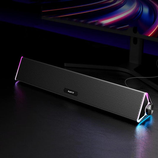 Havit M15 RGB Lighting Effect Dual Speaker Stereo Desktop Computer Wired Speaker(Black) -  by Havit | Online Shopping UK | buy2fix