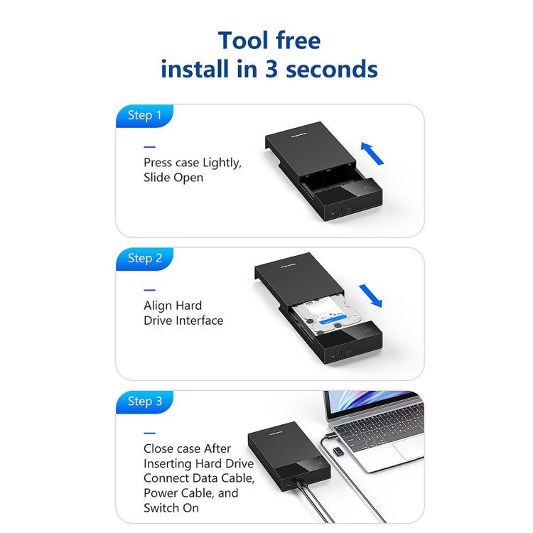 Blueendless MR35TC 3.5-inch USB3.0 2.5/3.5-inch SATA Mobile Hard Disk Box(Type-C UK Plug) - External Solid State Drives by Blueendless | Online Shopping UK | buy2fix