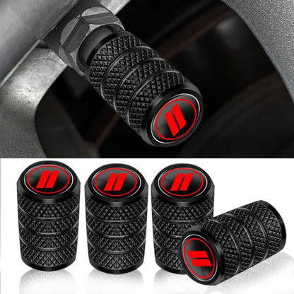 2 Sets Car Modification Aluminum Tire Valve Caps, Style: Red Strip Grid - Tire Valve Caps by buy2fix | Online Shopping UK | buy2fix