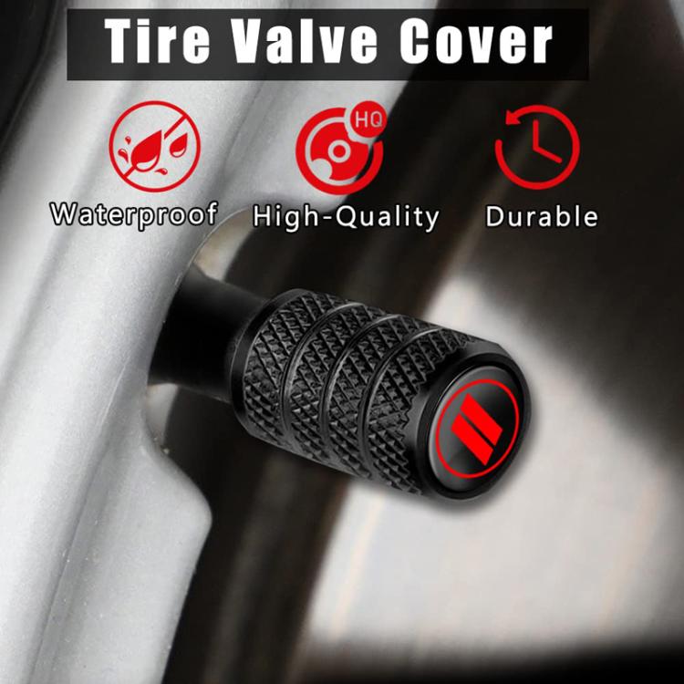2 Sets Car Modification Aluminum Tire Valve Caps, Style: Red Strip Grid - Tire Valve Caps by buy2fix | Online Shopping UK | buy2fix