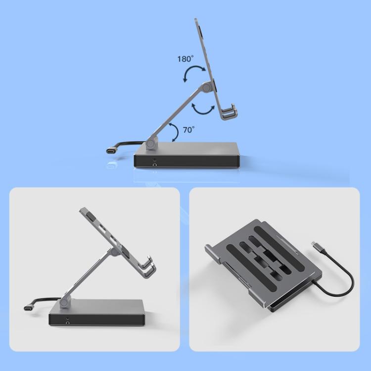 Blueendless 4K/60Hz Multifunctional Docking Station Tablet Holder, Spec: 10-in-1 Rotating - Desktop Holder by Blueendless | Online Shopping UK | buy2fix