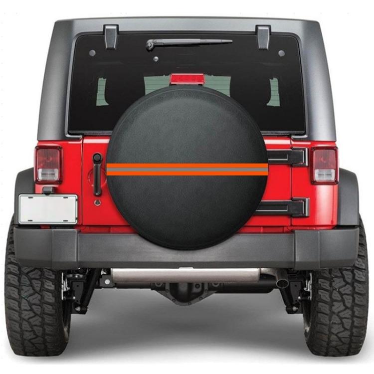 16inch Thickened Imitation Leather Car Tire Protector Spare Tire Cover With Reflective Stripes(FG-1 Gray) - Window Foils & Solar Protection by buy2fix | Online Shopping UK | buy2fix