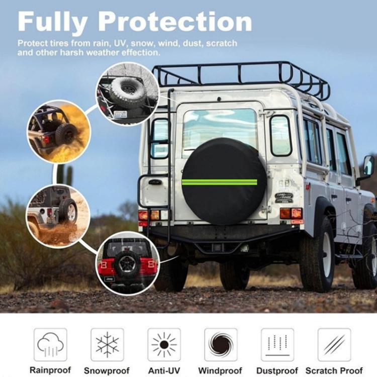 14inch Thickened Imitation Leather Car Tire Protector Spare Tire Cover With Reflective Stripes(FG-2 Red) - Window Foils & Solar Protection by buy2fix | Online Shopping UK | buy2fix