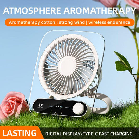 199-speed Desktop wall-mounted Fan With Handle & Light Built-in  Aromatherapy Cotton(Clear Black) - Electric Fans by buy2fix | Online Shopping UK | buy2fix