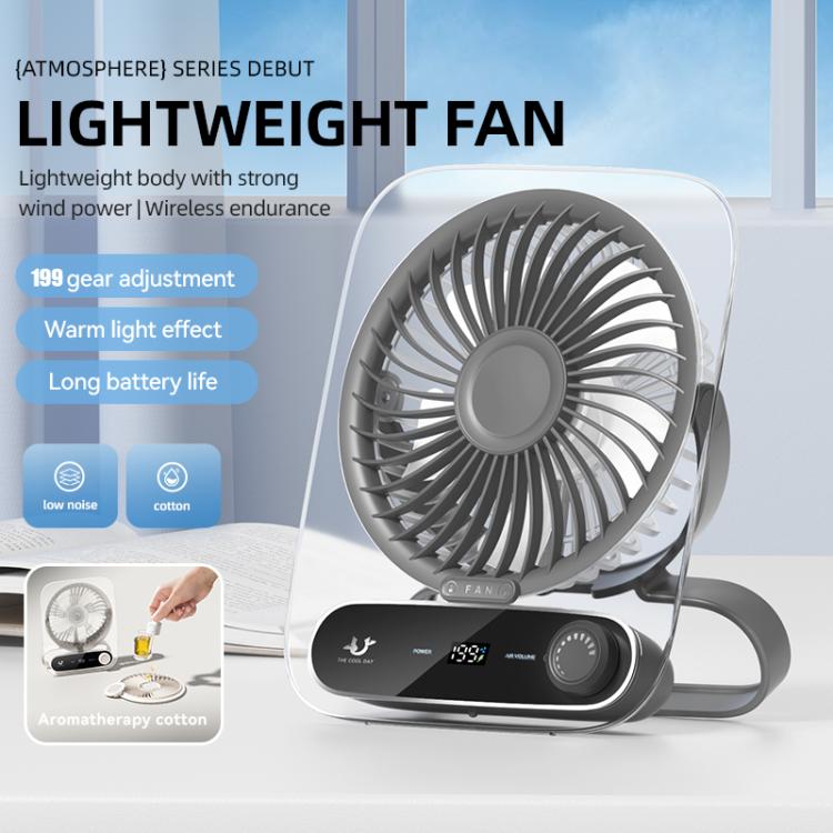 199-speed Desktop wall-mounted Fan With Handle & Light Built-in Aromatherapy Cotton(Clear White) - Electric Fans by buy2fix | Online Shopping UK | buy2fix