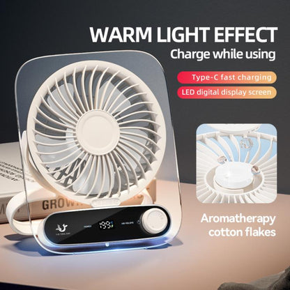 199-speed Desktop wall-mounted Fan With Handle & Light Built-in  Aromatherapy Cotton(Clear Black) - Electric Fans by buy2fix | Online Shopping UK | buy2fix