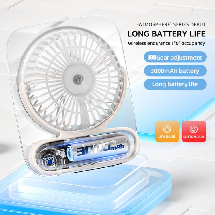 199-speed Desktop wall-mounted Fan With Handle & Light Built-in Aromatherapy Cotton(Clear White) - Electric Fans by buy2fix | Online Shopping UK | buy2fix