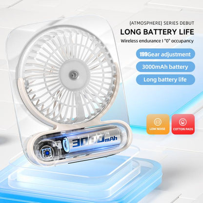 199-speed Desktop wall-mounted Fan With Handle & Light Built-in  Aromatherapy Cotton(Clear Black) - Electric Fans by buy2fix | Online Shopping UK | buy2fix