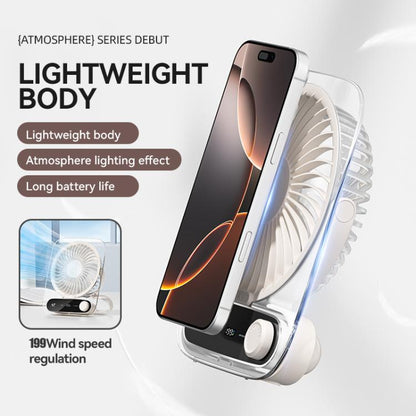 199-speed Desktop wall-mounted Fan With Handle & Light Built-in Aromatherapy Cotton(Clear White) - Electric Fans by buy2fix | Online Shopping UK | buy2fix